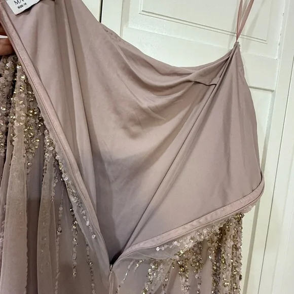 NWT Mac Duggal 9224 Pink One Shoulder Embellished Trapeze A Line Gown Size 14 - Picture 15 of 17